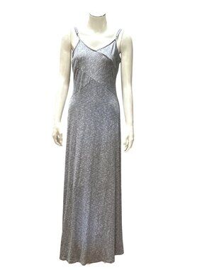 Mossimo Medium Gray Maxi Dress Adjustable Straps Stretch Knit Casual Cool Trendy